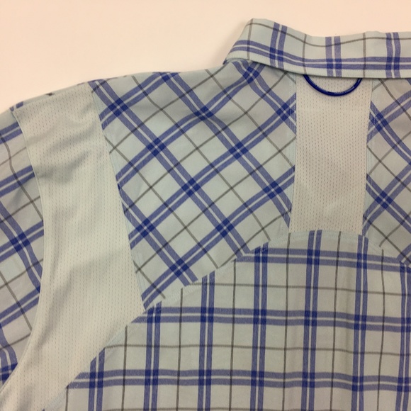 UA Tide Chaser Fishing Shirt L Plaid Blue Sample - Picture 6 of 6
